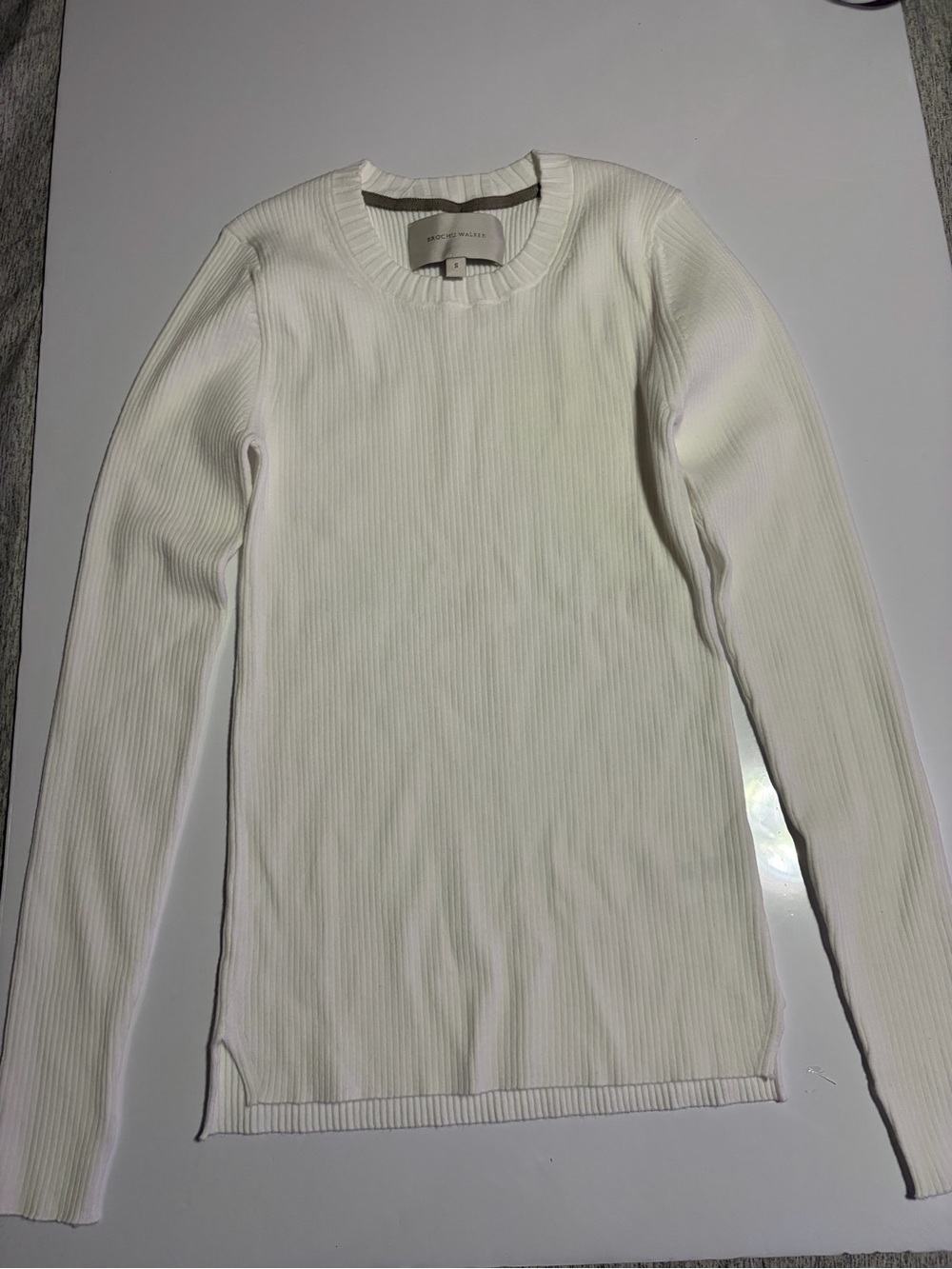 Brochu Walker Cream Ribbed Crewneck Sweater
